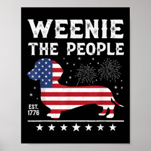 Affiche Dachshund Weenie Les Gens Drôle Drapeau Américain