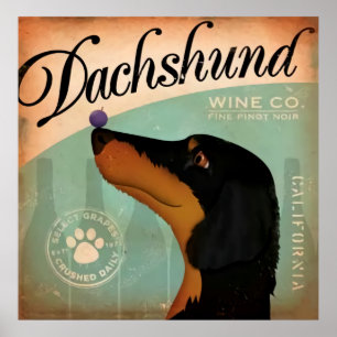 Affiche Dachshund Wine Co. par Stephen Fowler Dog Art Impr