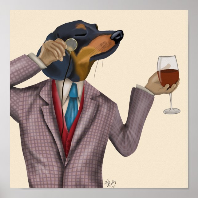 Affiche Dachshund Wine Snob (Devant)