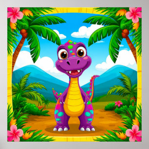 Affiche DÃcoration murale de dinosaure de dessin animé po