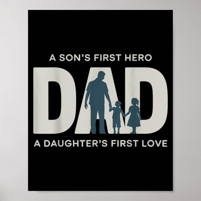 Affiche Dad Holding Kids Family Silhouette Father Quote  (Devant)