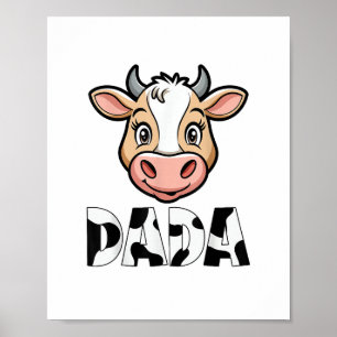 Affiche Dada Cow Imprimer Vache Motif Fête des pères