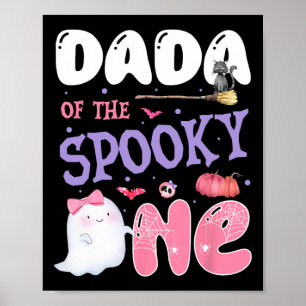 Affiche Dada Du Éffrayant 1er Anniversaire Halloween rose