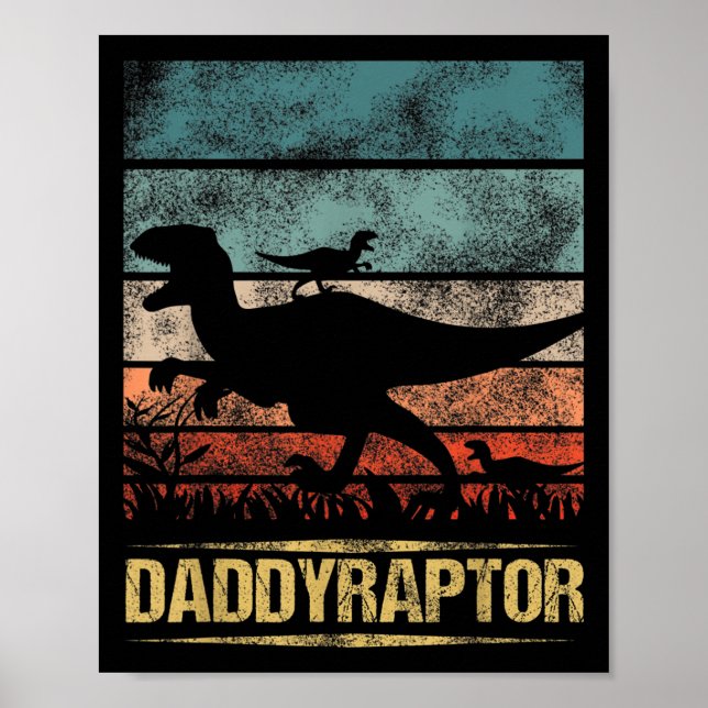 Affiche Daddy Dinosaur Daddyraptor 2 Enfants Fête des père (Devant)
