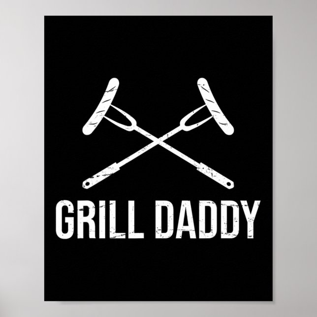 Affiche Daddy Funny Fête des pères Cadeau-grillpère-grill  (Devant)