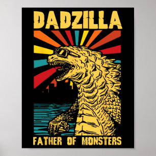 Affiche Dadzilla Funny Père Des Monstres Fath Vintage