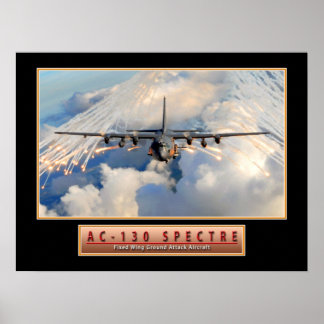 Affiche d'aéronef militaire "AC-130 Specter" 24x18