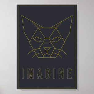 Affiche d'affirmation avec chat jaune origami
