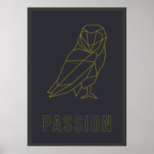 Affiche d'affirmation de la passion de hibou origa