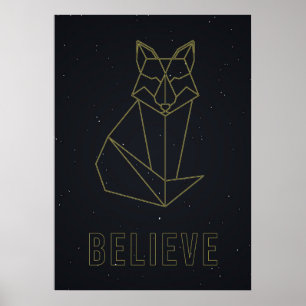 affiche d'affirmation de soi-même origami renard j