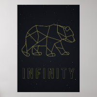Affiche d'affirmation infini. Ours d'origami jaune
