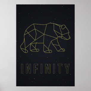 Affiche d'affirmation infini. Ours d'origami jaune