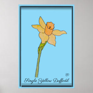 Affiche Daffodile jaune simple Bébé bleu