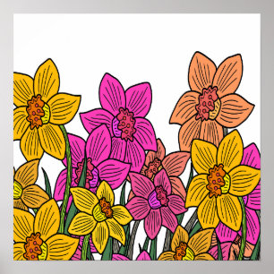 Affiche Daffodils colorés Fleurs Design