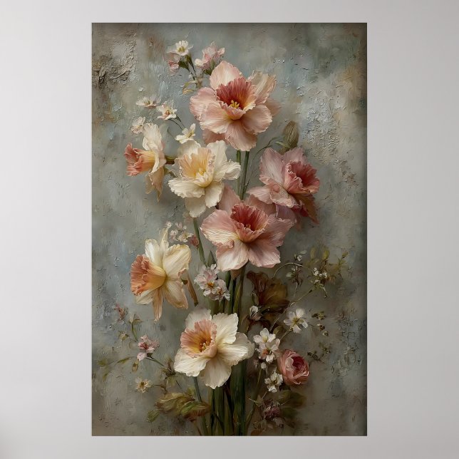 Affiche Daffodils Wall Art Print, Antique Spring Meadow (Devant)