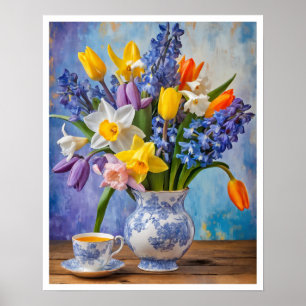 Affiche Daffodiques à motifs floraux de printemps Tulipes 