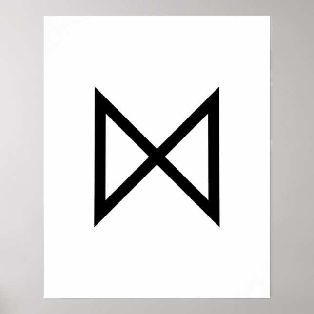 Affiche Dagaz Géométrique Noir (Jour) Rune Viking (Devant)