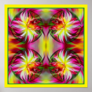 Affiche Dahlia Fleur Floral Art Abstrait
