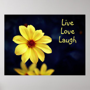 Affiche Dahlia Jaune Elégante Citation Inspirationnelle Fl