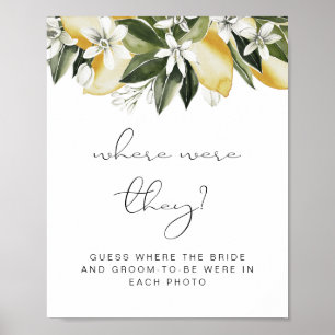 Affiche DAHLIA Lemon Guess Where Were They Bridal Shower 