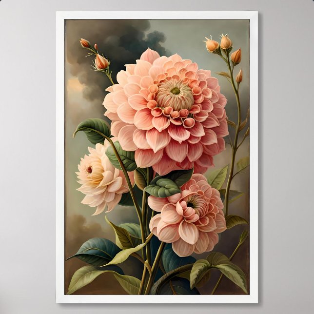 Affiche Dahlia Peinture : Fleur de style classique (Dahlia Painting: flower Blossom in Classic Style)