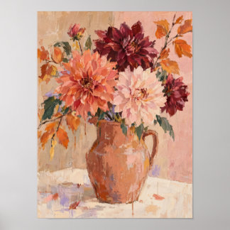 Affiche Dahlias d'automne dans un vase en terre cuite – Mu