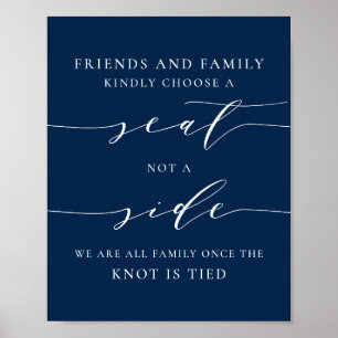 Affiche Dainty Script Blue Choisissez un siège pas un Mari