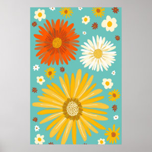 Affiche Daisies Daisy Flowers Retro Art