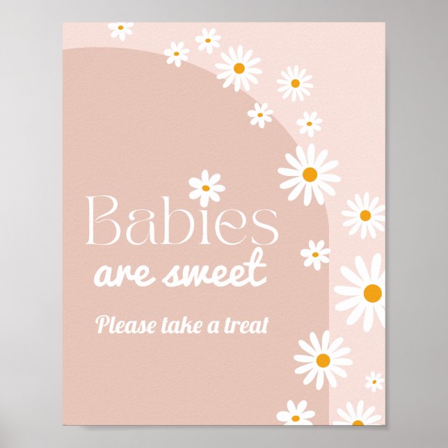 Affiche Daisy Baby en fleur Boho Girl Baby shower traiteme (Devant)