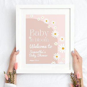 Affiche Daisy Baby in florom Boho Girl Baby shower bienven