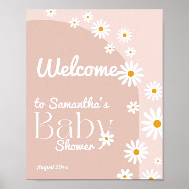 Affiche Daisy Baby in florom Boho Girl Baby shower bienven (Devant)