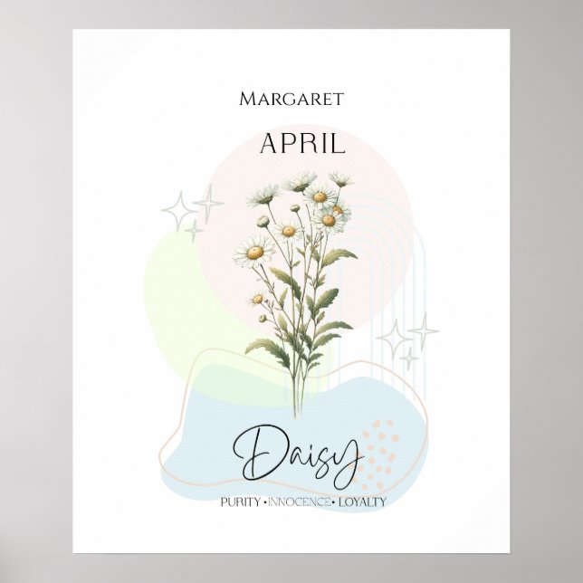 Affiche Daisy Birth Flower pour avril (Devant)