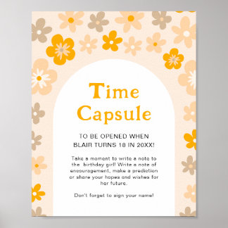 Affiche Daisy Boho Floral 1er Anniversaire Heure Capsule J