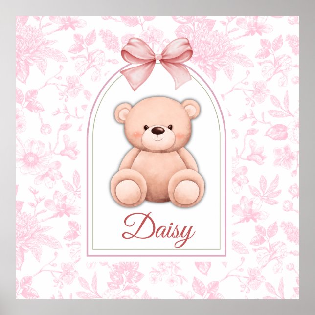 Affiche Daisy | Conception de nurserie avec ours en peluch (Devant)
