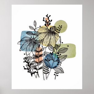 Affiche Daisy Doodle In Ink and Watercolor