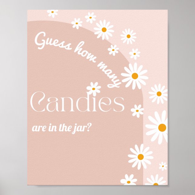 Affiche Daisy fleur Boho Girl baby shower jeu (Devant)