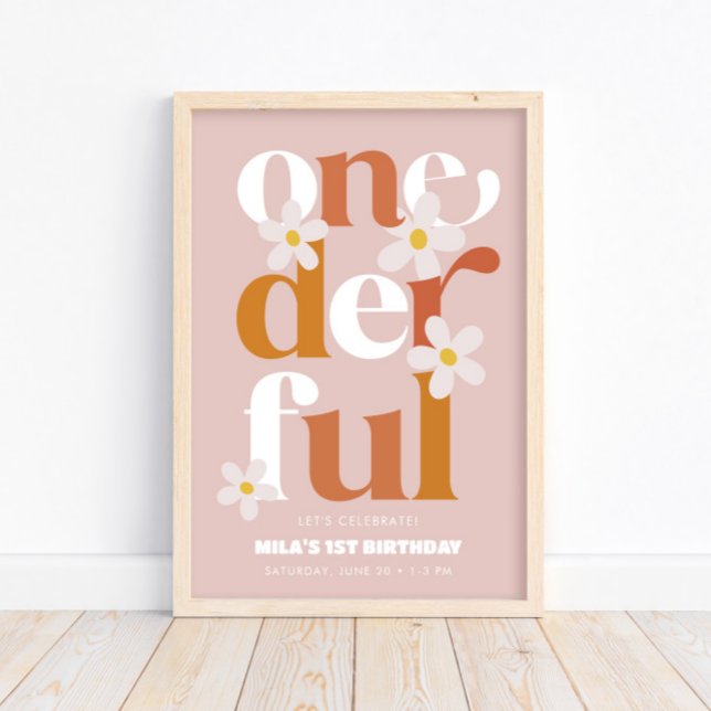 Affiche Daisy Onederful moderne Boho 1er anniversaire (Créateur téléchargé)