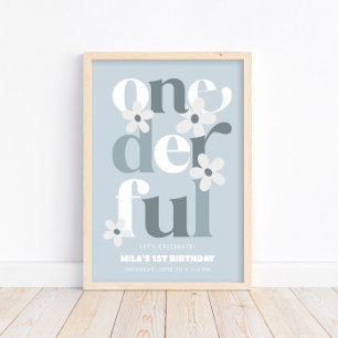 Affiche Daisy Onederful moderne Boho 1er anniversaire
