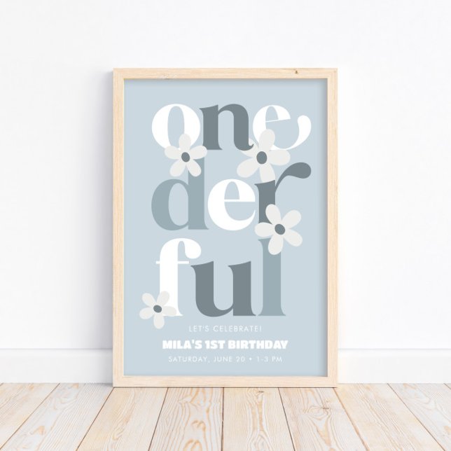 Affiche Daisy Onederful moderne Boho 1er anniversaire (Créateur téléchargé)