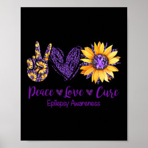 Affiche Daisy Peace Love Cure Epilepsy Awareness Purple Ri