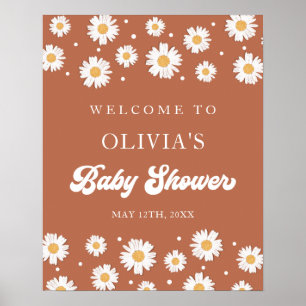 Affiche Daisy Retro Baby Genre Neutre Douche Bienvenue