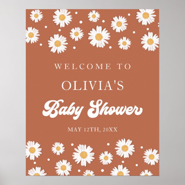 Affiche Daisy Retro Baby Genre Neutre Douche Bienvenue (Devant)