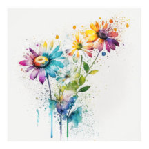 Daisy Spatter, couleurs vives, mur art