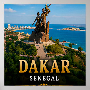 Affiche Dakar Côte atlantique et Monument de la Renaissanc