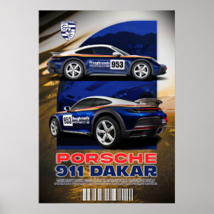 AFFICHE DAKAR PORSCHE 911