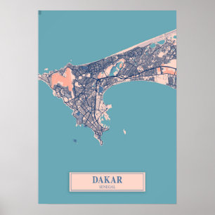 Affiche Dakar - Senegal Breezy City Map