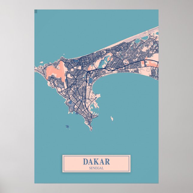 Affiche Dakar - Senegal Breezy City Map  (Devant)