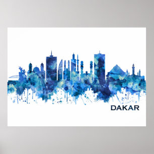 Affiche Dakar Sénégal Skyline Blue