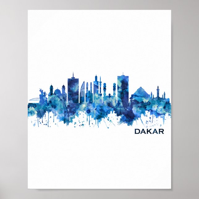 Affiche Dakar Senegal Skyline Blue (Devant)