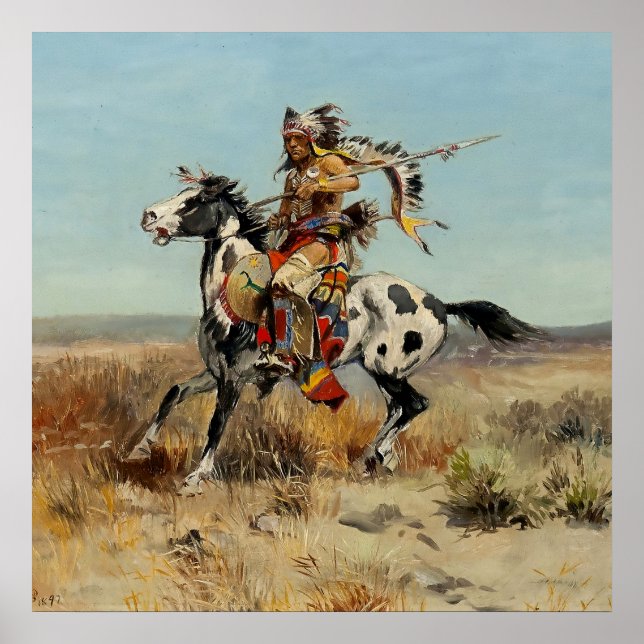 Affiche « Dakota Chief » par Charles M. Russell (Devant)